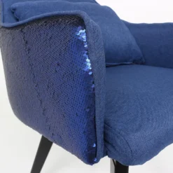 Chaise / Fauteuil Gybson Sequins Tissu Bleu et Sequins réversibles Bleu & Argent