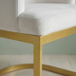 Chaise / Fauteuil Noellie Velours Blanc pieds Or