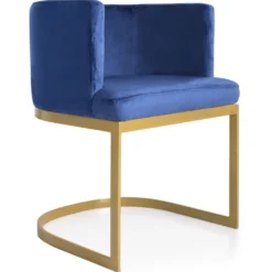 Chaise / Fauteuil Noellie Velours Bleu pieds Or