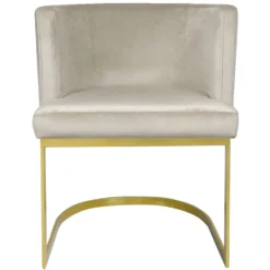 Chaise / Fauteuil Noellie Velours Taupe pieds Or