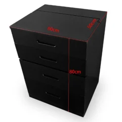 Coiffeuse compacte 60cm avec miroir LED, tiroir et pouf intégré Germina XL Noir