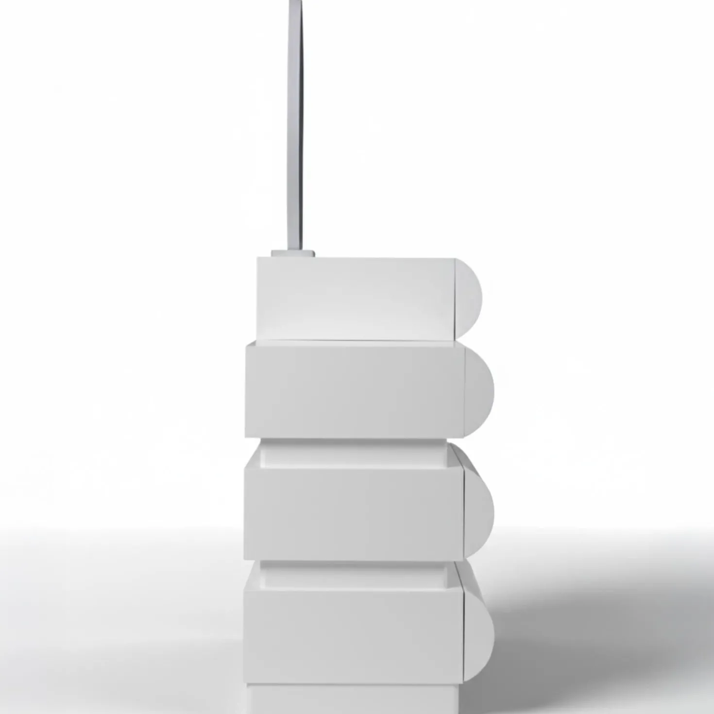 Coiffeuse extensible 101-140cm avec 5 tiroirs arrondis et miroir design Mezade Blanc