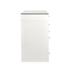 Coiffeuse moderne avec 13 tiroirs et plateau en verre transparent L120cm Probeauty Blanc