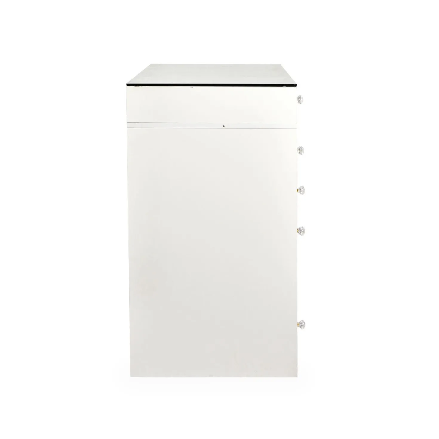 Coiffeuse moderne avec 13 tiroirs et plateau en verre transparent L120cm Probeauty Blanc