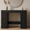 Coiffeuse moderne avec 13 tiroirs et plateau en verre transparent L120cm Probeauty Noir
