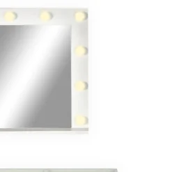 Coiffeuse moderne 13 tiroirs avec miroir lumineux et plateau en verre L120cm Probeauty Blanc