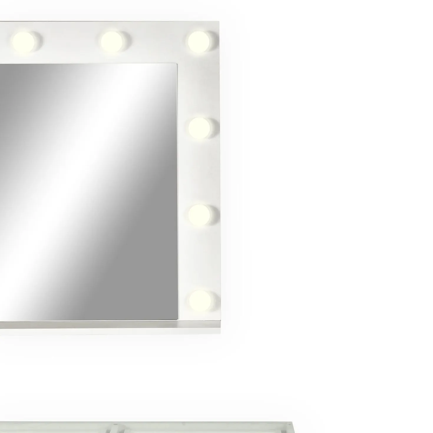 Coiffeuse moderne 13 tiroirs avec miroir lumineux et plateau en verre L120cm Probeauty Blanc