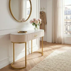 Coiffeuse Paloma 1 tiroir Velours Beige