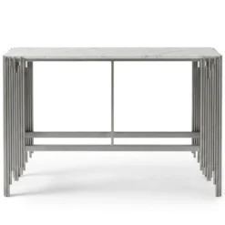 Console design Falbala Marbre Blanc et Métal Argent
