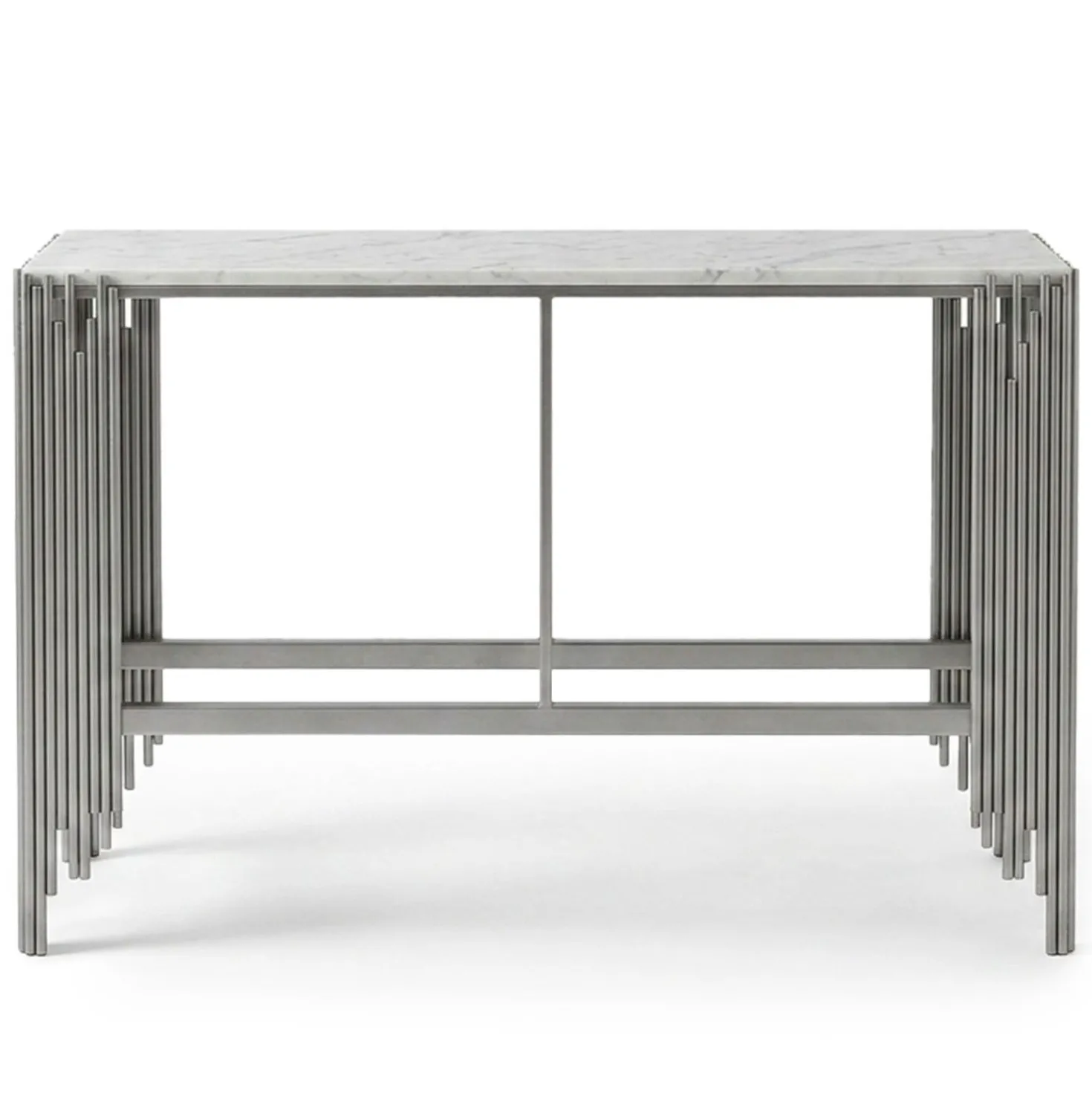 Console design Falbala Marbre Blanc et Métal Argent