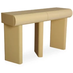 Console design 2 tiroirs L120cm avec pieds obliques Mezade Beige