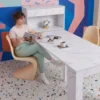 Console extensible avec rangement Fontano Effet marbre blanc