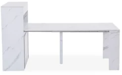 Console extensible avec rangement Fontano Effet marbre blanc