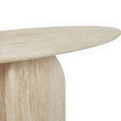 Console moderne ovale 120cm Calyptus Effet travertin Beige