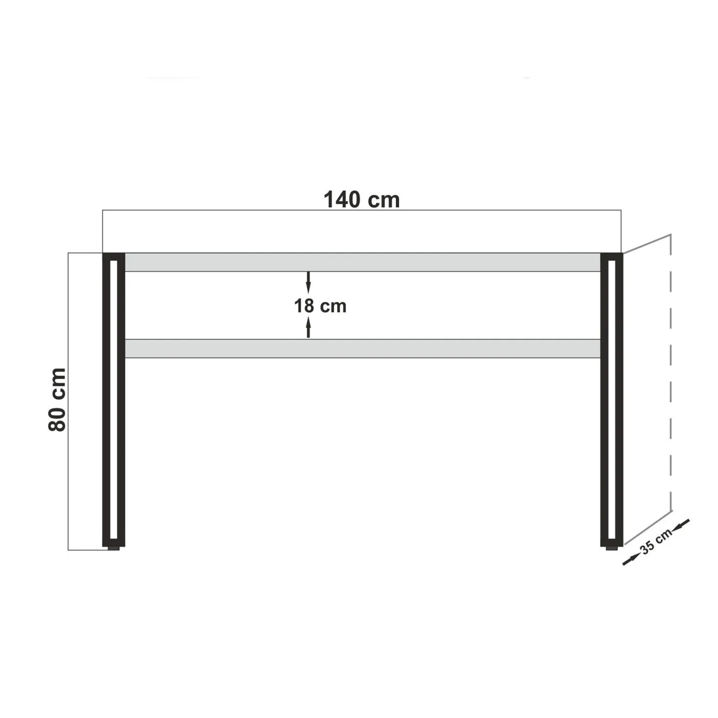 Console style industriel Senlid L140cm Métal Noir et Bios clair