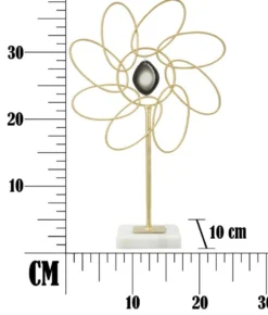 Décoration fleur en métal Marguerite base marbre doré