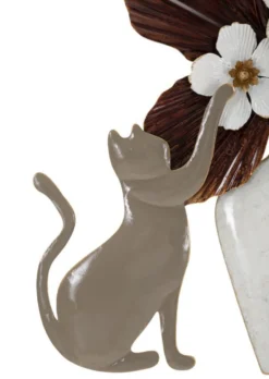 Décoration murale chat en métal 3D multicolore