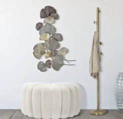 Décoration murale 3D en métal feuilles multicolores