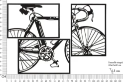 Décoration murale 3D vélo métal Noir ensemble de 3 pcs