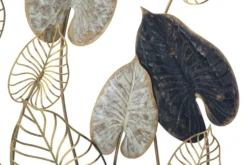 Décoration murale en métal feuilles 3D multicolore et Noir Doré