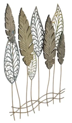 Décoration murale feuilles métal et MDF dorées et argentées