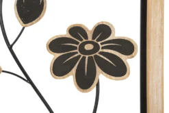 Décoration murale fleurs Girish Métal Noir et Bois Marron