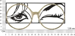 Décoration murale métal noir visage lunettes métal doré