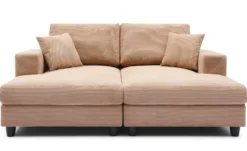 Duo de méridiennes Fabien combinables en canapé profond Velours côtelé Beige