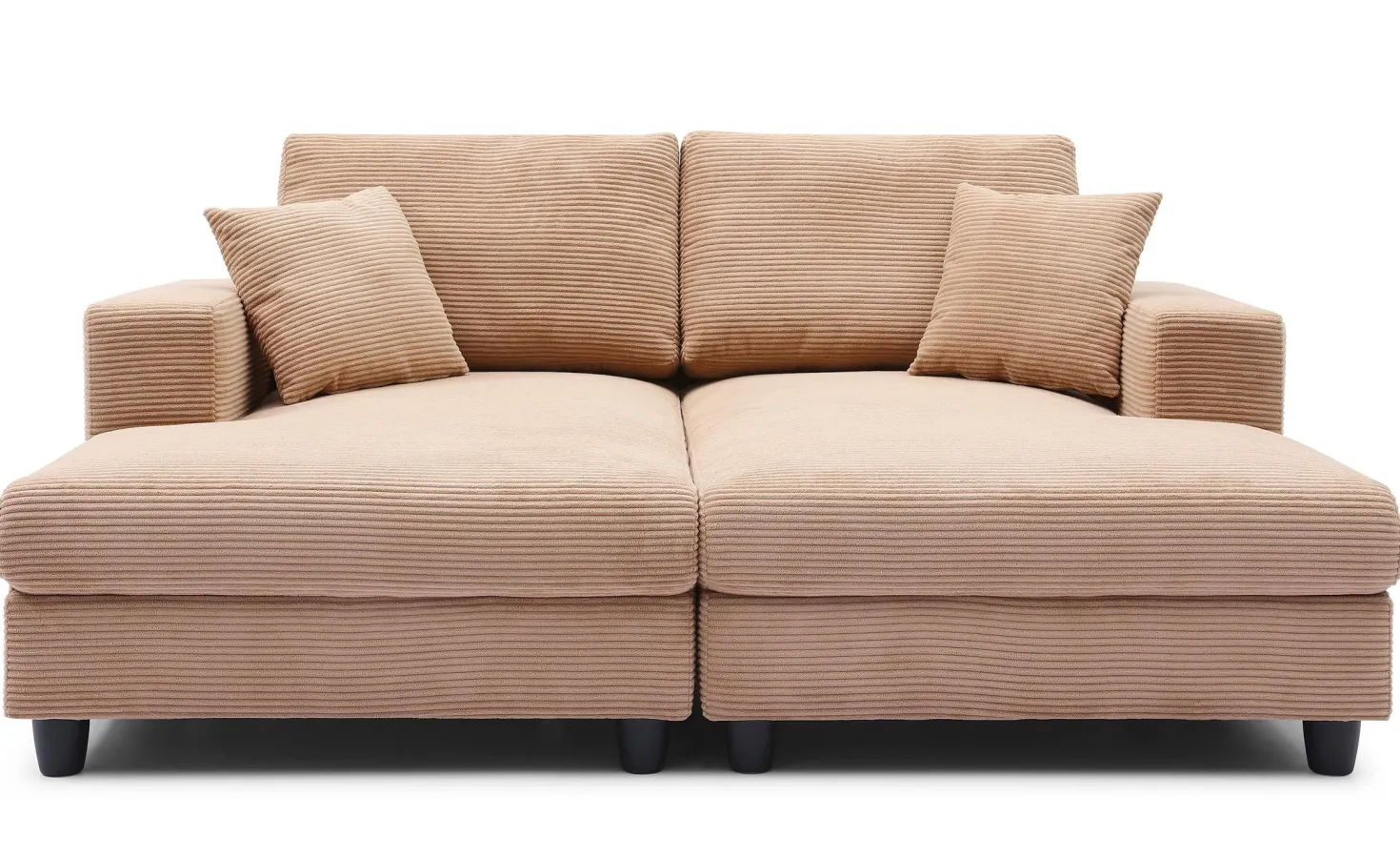 Duo de méridiennes Fabien combinables en canapé profond Velours côtelé Beige
