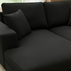 Duo de méridiennes Fabien combinables en canapé profond Velours côtelé Noir