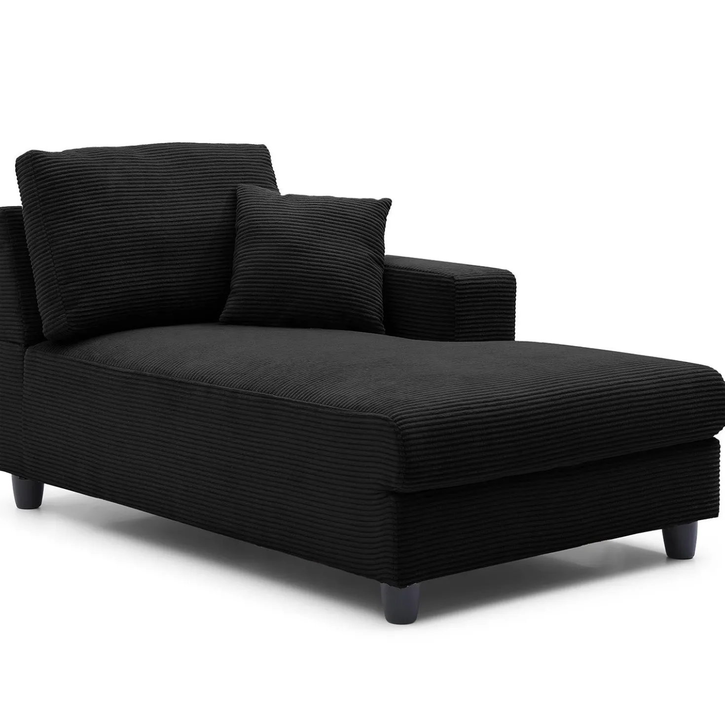 Duo de méridiennes Fabien combinables en canapé profond Velours côtelé Noir