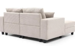 Duo de méridiennes Fabien combinables en canapé profond Velours côtelé Crème