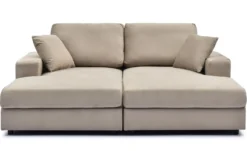 Duo de méridiennes Fabien combinables en canapé profond Velours Taupe