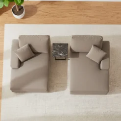 Duo de méridiennes Fabien combinables en canapé profond Velours Taupe