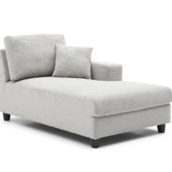 Duo de méridiennes Fabien combinables en canapé profond Velours côtelé Gris clair
