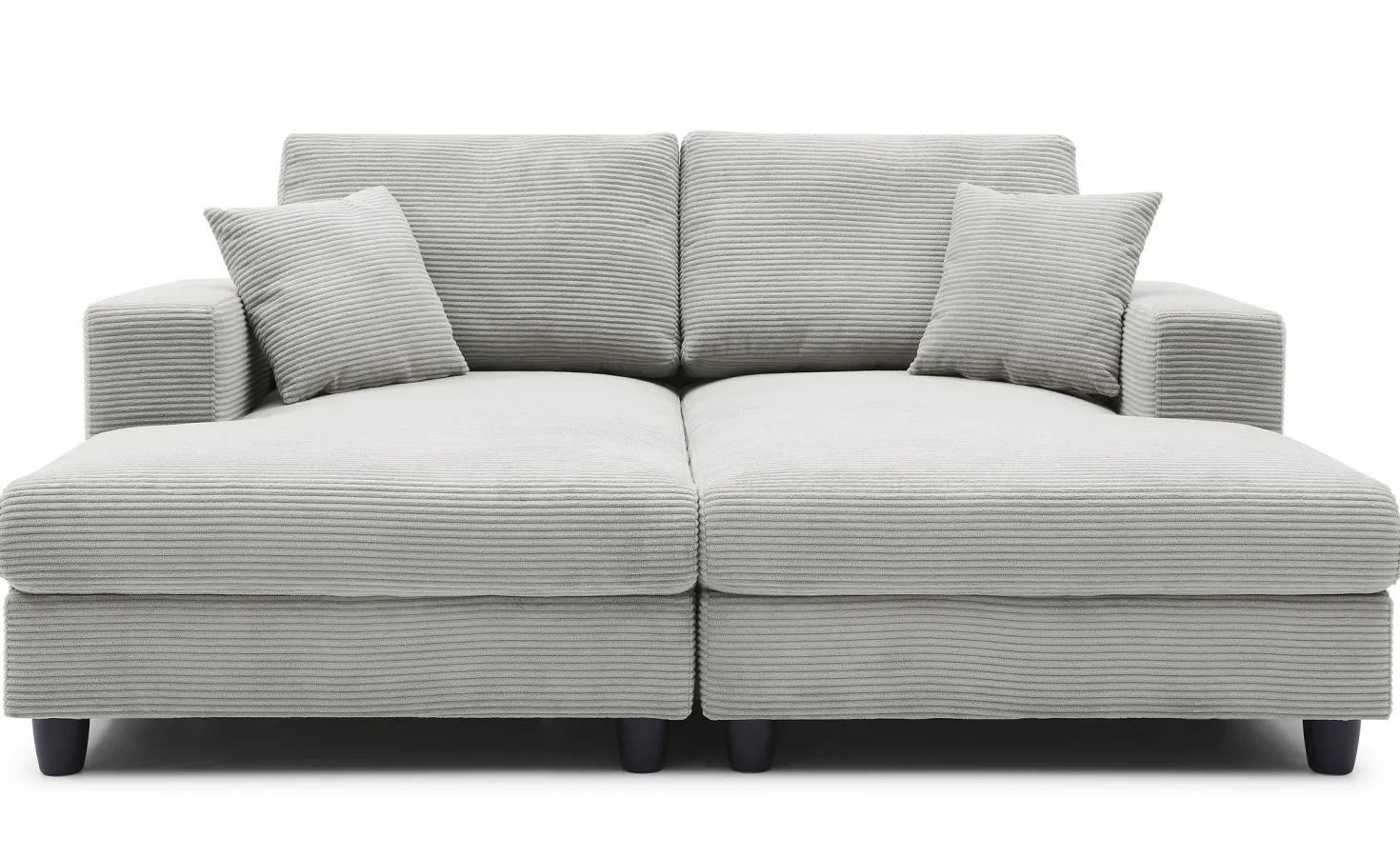 Duo de méridiennes Fabien combinables en canapé profond Velours côtelé Gris clair