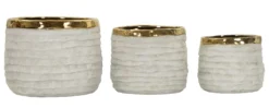 Ensemble de cache-pots cylindriques texture naturelle intérieur doré 3 pcs