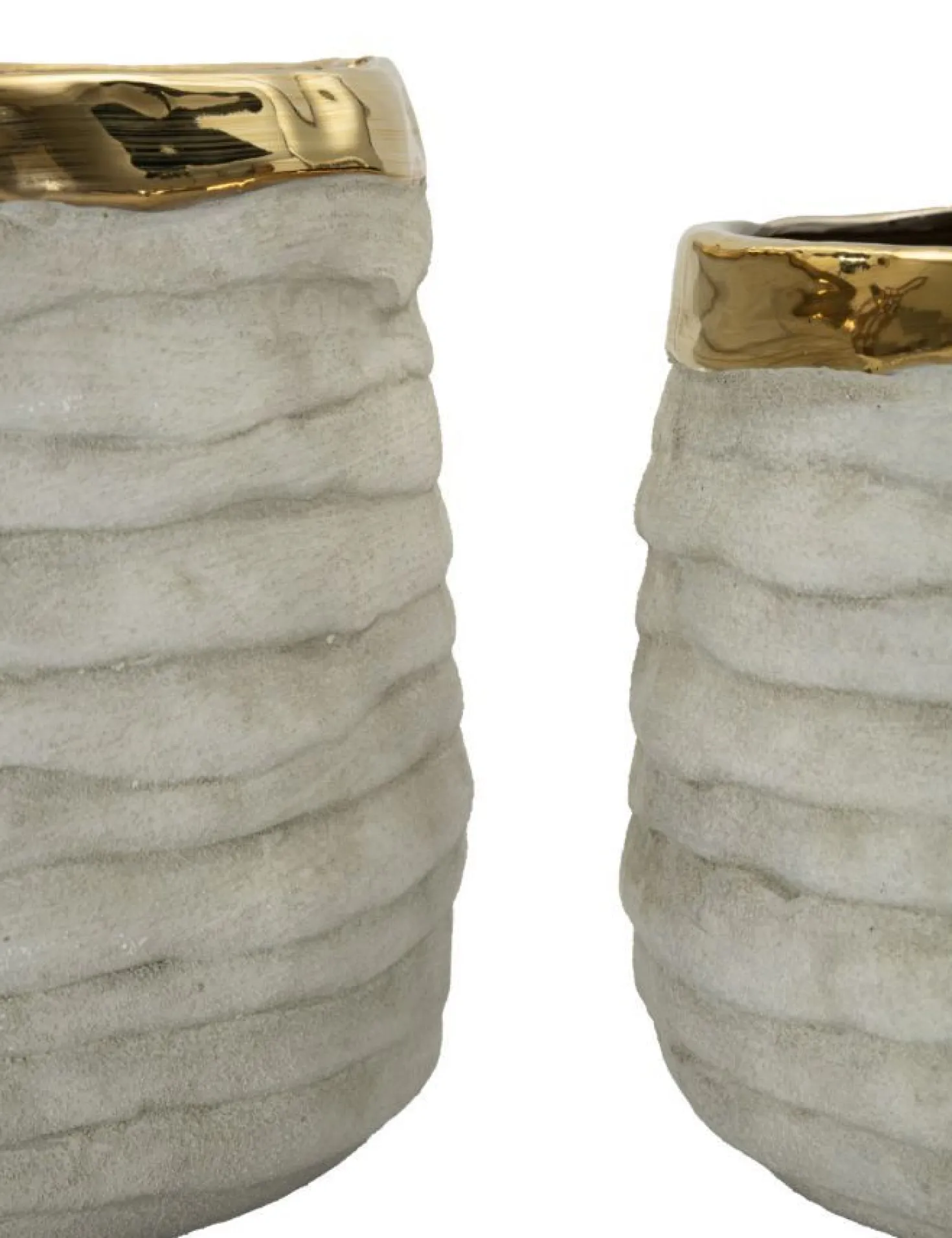 Ensemble de cache-pots cylindriques texture naturelle intérieur doré 3 pcs