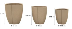 Ensemble de cache-pots extérieur texturé Peru 3 pcs couleur Naturel
