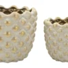 Ensemble de cache-pots géométriques Pépitas en céramique beige et doré