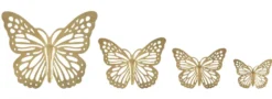 Ensemble de papillons muraux décoratifs 3D en fer doré 4 pièces