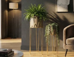 Ensemble de porte-vases à fleurs 2 pcs Métal Satiné et motifs perforés