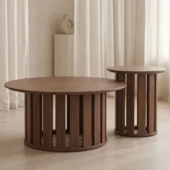 Ensemble de 2 tables basses Annabel Bois Noisette
