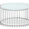 Ensemble de 2 tables basses rondes Universe Verre Blanc et Métal Gris