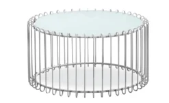 Ensemble de 2 tables basses rondes Universe Verre Blanc et Métal Gris