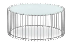 Ensemble de 2 tables basses rondes Universe Verre Blanc et Métal Gris