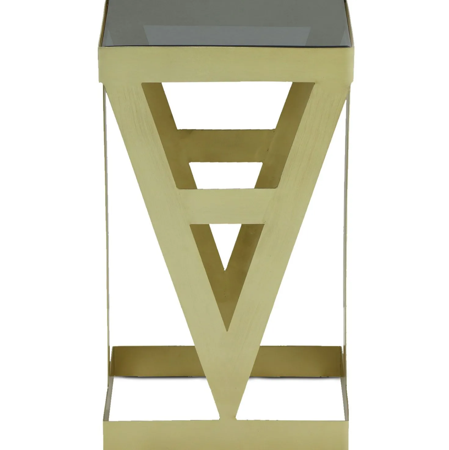 Ensemble de 3 tables d'appoint Amstra en Verre fumé et Métal Or