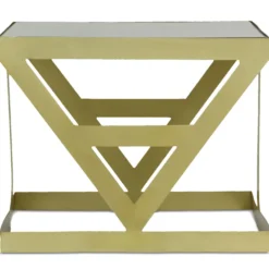 Ensemble de 3 tables d'appoint Amstra en Verre fumé et Métal Or