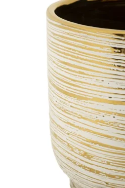 Ensemble de 2 vases Céramique décorations en relief Blanc et Or