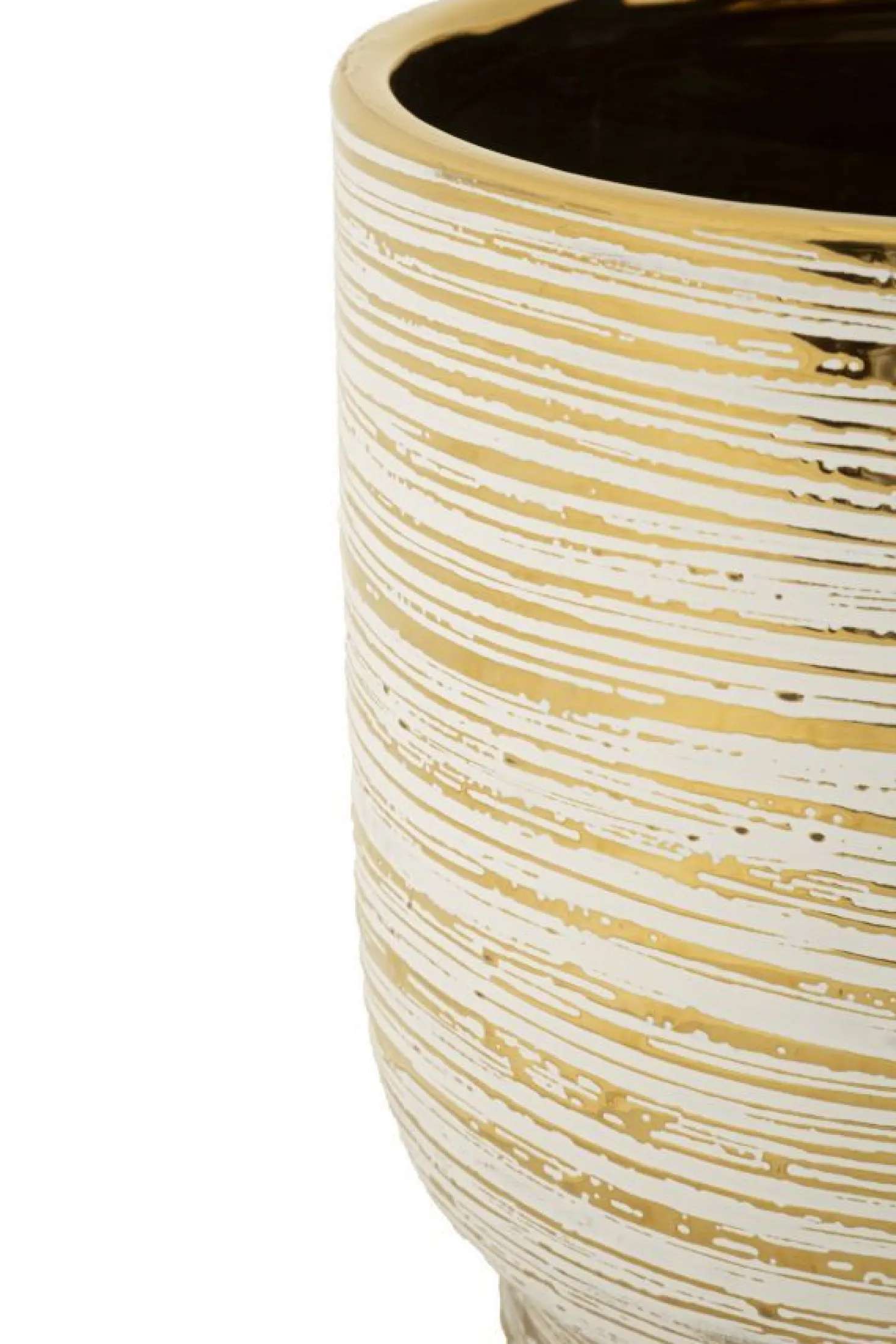 Ensemble de 2 vases Céramique décorations en relief Blanc et Or